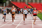 Under-17  100 metres, from left to right: Georgia Dawson, 356 Ashley Hutchinson (both Gateshead) and Laura Mole (NSP), Gateshead Tartan Games